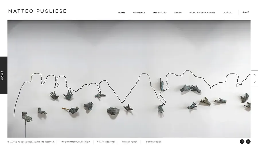 Sitio web de Matteo Pugliese: portada con fotos de obras del escultor.